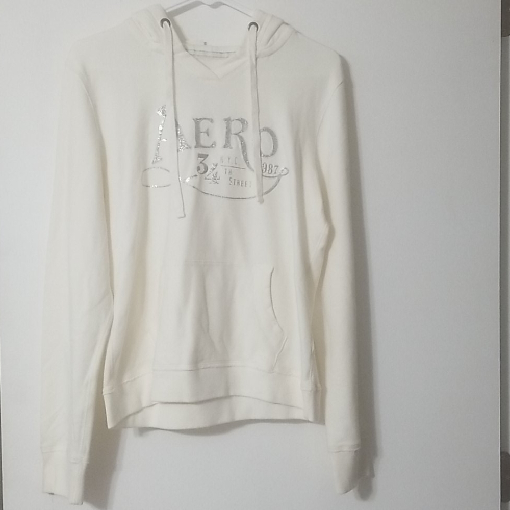 *NEW* Aeropostale hoodie cream/silver Large